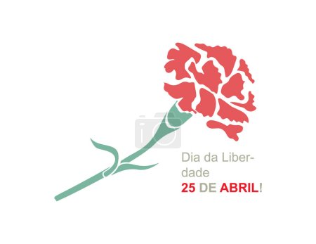 Illustration for 25 April Portugal Freedom Day Carnation Revolution red carnation vector illustration - Royalty Free Image