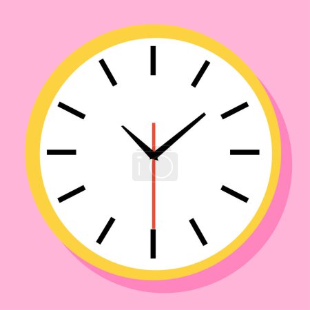 Téléchargez les illustrations : Icône de l'horloge dans un style plat, minuterie sur fond de couleur. Élément de conception vectorielle - en licence libre de droit