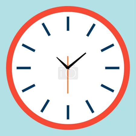Illustration for Clock icon in flat style, timer on color background. Vector design element - Royalty Free Image