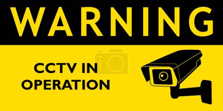 Warning cctv in operation yellow sign