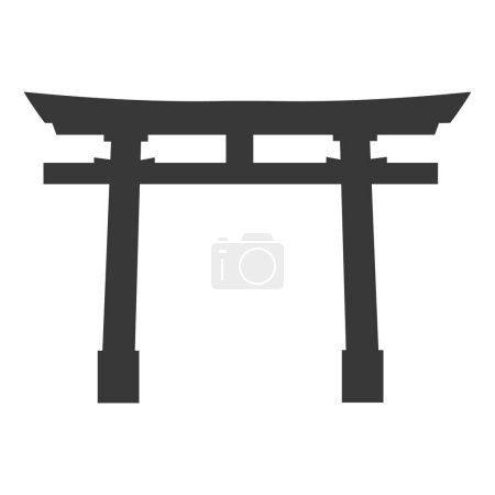 Ilustración de Puerta torii tradicional japonesa de Itsukushima hito aislado sobre fondo blanco. Icono de vector plano - Imagen libre de derechos