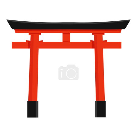 Ilustración de Puerta torii roja tradicional japonesa aislada sobre fondo blanco. Ilustración vectorial del hito de Itsukushima - Imagen libre de derechos