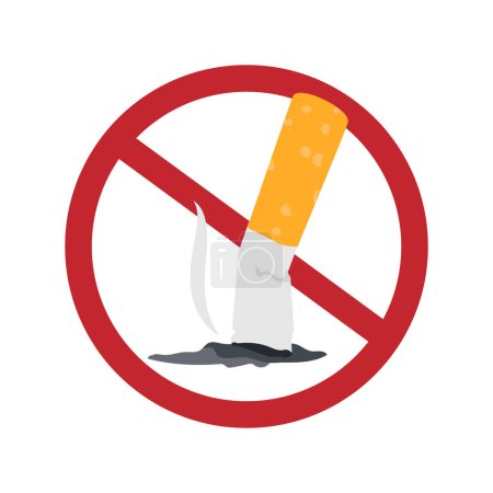 Foto de Cigarette butt. No smoking area prohibition sign. Stop tobacco. - Imagen libre de derechos