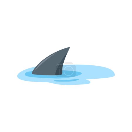 Foto de Peligrosa aleta de tiburón marino bajo el agua con olas. Peces depredadores. Ilustración vectorial - Imagen libre de derechos