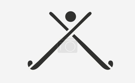 Foto de Siluetas de palo de hockey de campo cruzado. Hierba, logotipo de hockey molido, insignia, pancarta, elemento de etiqueta. Vector - Imagen libre de derechos