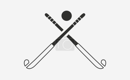 Foto de Siluetas de palo de hockey de campo cruzado. Hierba, logotipo de hockey molido, insignia, pancarta, elemento de etiqueta. Vector - Imagen libre de derechos