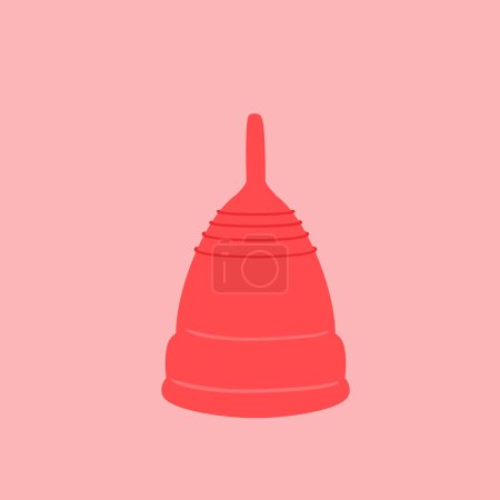 Copa menstrual roja aislada sobre fondo. Higiene femenina. Ilustración vectorial