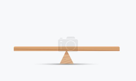 Foto de Equilibrio concepto vida. Balanceo de tablón de madera aislado sobre fondo blanco. Balanzas equilibradas. Equilibrio. Ilustración vectorial - Imagen libre de derechos