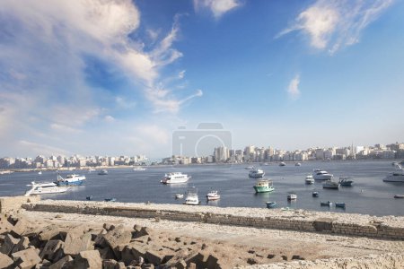 Photo for Beautiful view of the sea and the old city of Alexandria, Egypt - Royalty Free Image