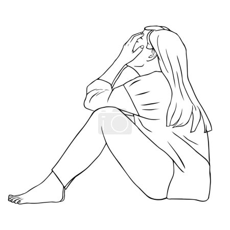 Illustration for Sad woman covers her eyes with her hands - Royalty Free Image