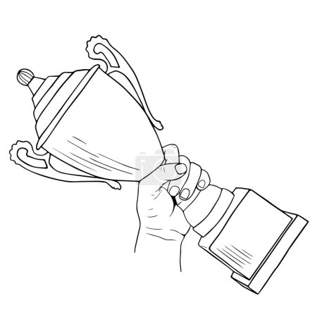 Ilustración de La mano sostiene la copa desafío victoria - Imagen libre de derechos