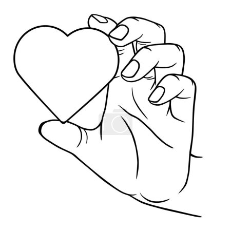 Hand showing heart, linear illustration