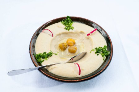 Photo for Soup made from potatoes and meat in plate - Royalty Free Image