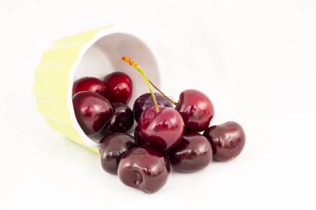 Photo for Sweet fresh cherries on white background - Royalty Free Image