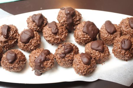 Photo for Handmade chocolates ball bars selection - Royalty Free Image