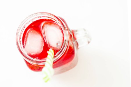 Photo for Red raspberry juice with ice - Royalty Free Image