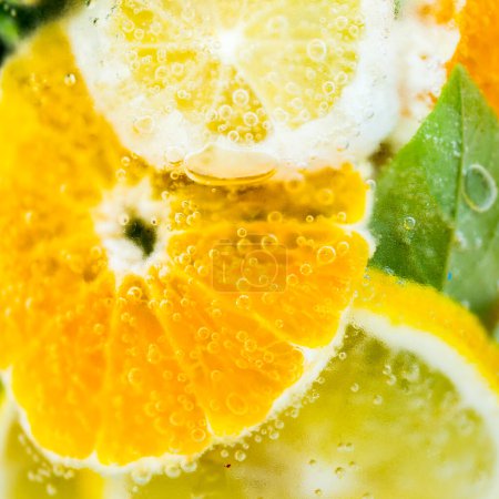 Photo for Orange and lemon water with basil - Royalty Free Image