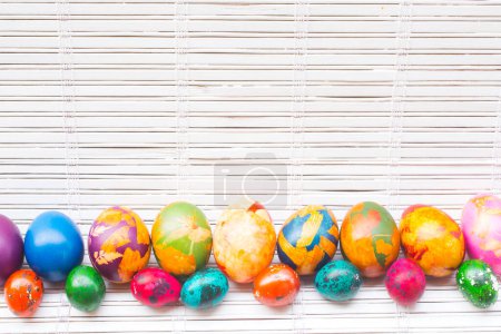 Photo for Easter eggs on wooden background - Royalty Free Image