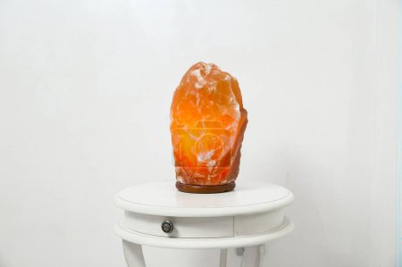 Photo for Himalayan salt lamp on white background - Royalty Free Image