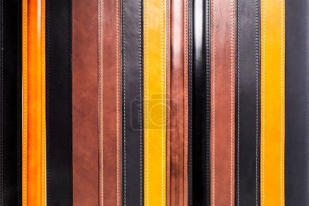Photo for Different leather belts on white background - Royalty Free Image