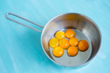 Photo for Fresh egg yolks in bowl - Royalty Free Image