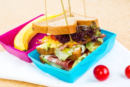 Photo for Sandwich with bacon and vegetables - Royalty Free Image