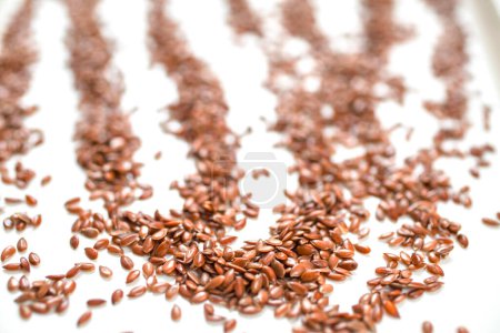 Photo for Brown flax seeds on white background - Royalty Free Image
