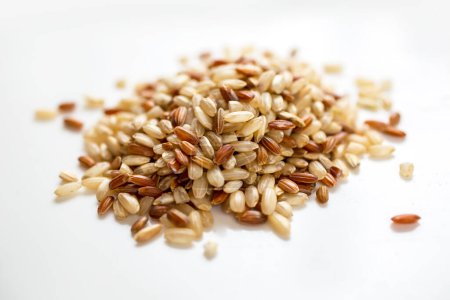 Photo for Integral, brown rice on white background - Royalty Free Image