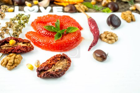 Photo for Caviar on a white board with dry spices - Royalty Free Image