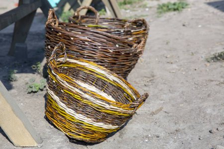 Photo for Wicker brown empty baskets - Royalty Free Image