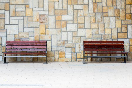 Photo for Empty benches at public place - Royalty Free Image