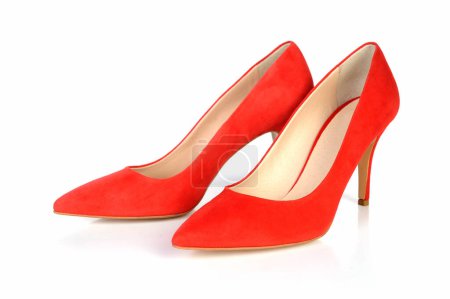 Téléchargez les photos : Femmes Chaussures rouges sur fond blanc - en image libre de droit