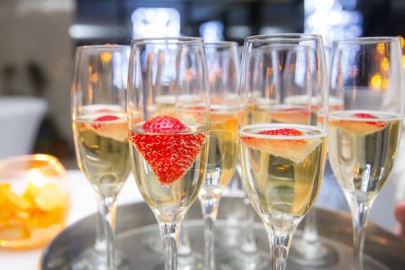 Photo for Champagne glasses with strawberries - Royalty Free Image