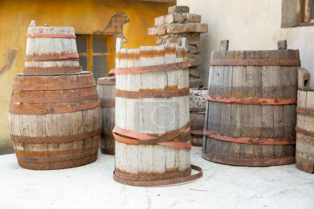 Photo for Background of old wooden barrels - Royalty Free Image