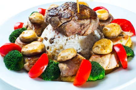 Photo for Pork and beef fillet with vegetables - Royalty Free Image