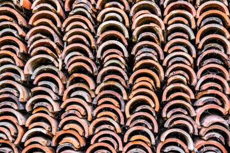 Photo for Stock of temple roof tiles, roof tiles stacks - Royalty Free Image