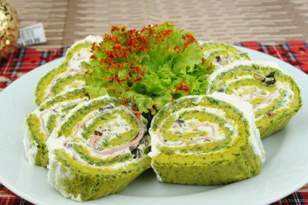 Photo for Cold dish rolls with spinach and cheese - Royalty Free Image