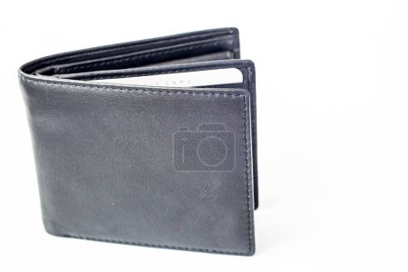 Photo for Black leather wallet isolated on white background - Royalty Free Image