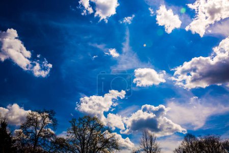 Téléchargez les photos : Nuages duveteux blancs dans le ciel bleu - en image libre de droit