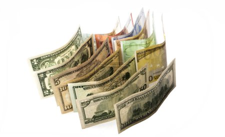 Foto de Dólares estadounidenses y billetes en euros - Imagen libre de derechos