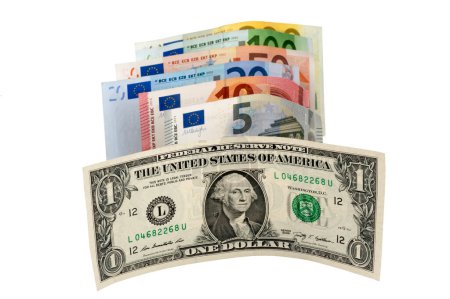 Foto de Dólares estadounidenses y billetes en euros - Imagen libre de derechos