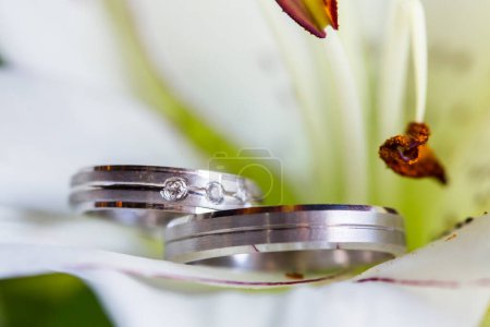 Foto de Anillos de boda en flor de cerca - Imagen libre de derechos