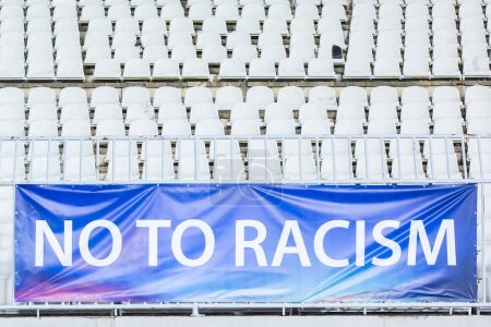 Photo for Belgrade, Serbia July. 11, 2017. The motto: no to racism - respect, are sovereign throughout the UEFA league as well as in the game at Stadium in Belgrade. - Royalty Free Image