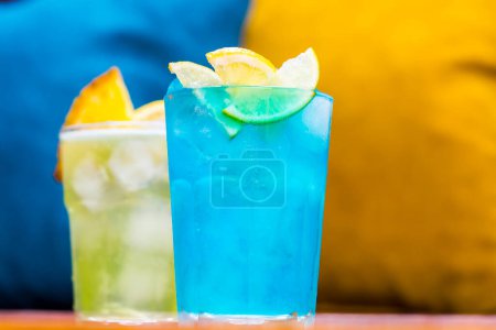 Photo for Summer green and blue cocktails - Royalty Free Image