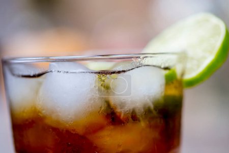 Photo for Cola drink with ice and lime - Royalty Free Image