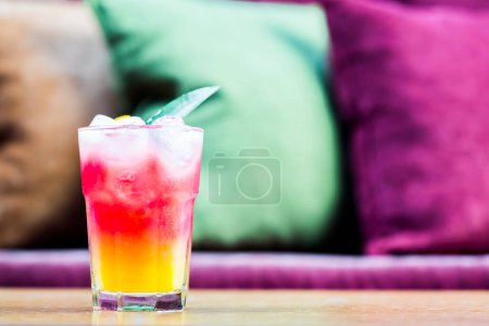 Photo for Cocktail with orange juice and ice cubes. Tequila sunrise - Royalty Free Image