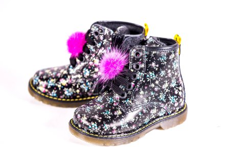 Photo for Children 's winter boots on a white background - Royalty Free Image
