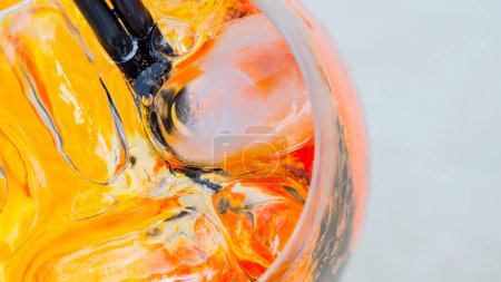 Photo for Spritz Aperol cocktail in wine glass, orange cocktail with ice - Royalty Free Image