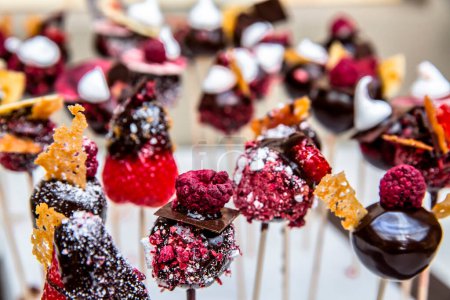 Photo for Cake pops with fruits close up - Royalty Free Image