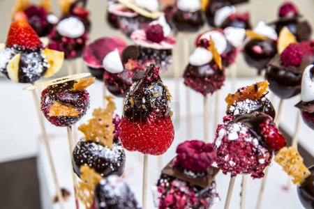 Photo for Cake pops with fruits close up - Royalty Free Image